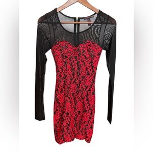 Material Girl Black and Red Lace Dress